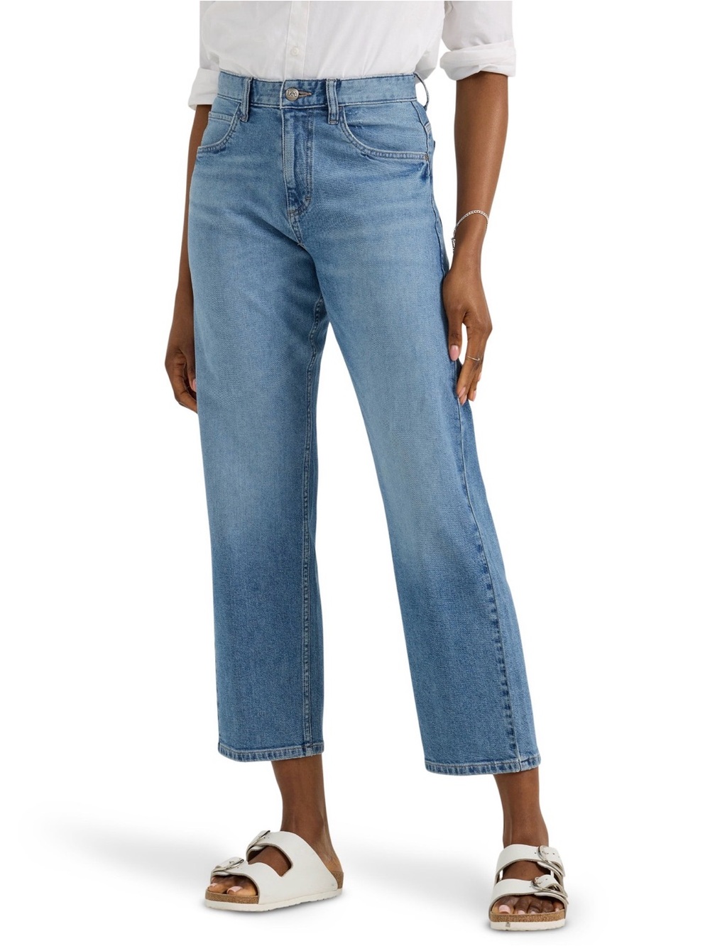 NWT Lee Heritage Just Right Classic Straight Jeans Womens Size 16 M Blue